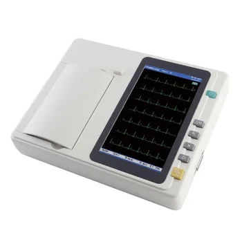 Orvosi Minőségű 6 Csatornás EKG érintőképernyő Analyzer Újratölthető, Beépített Li-ion akkumulátor, 6 Csatornás EKG Készülék