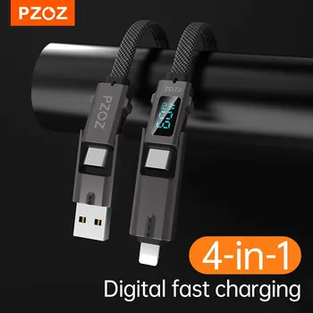 PZOZ 4 1 60W PD USB-C Kábel Digitális Kijelző Gyors Töltés iPhone 14 13 12 11 Pro Max MacBook, iPad USB-C Típus Kód Töltő